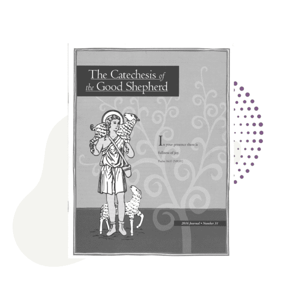 The Catechesis of the Good Shepherd Journal 2016 with a picture of a person holding a dog.