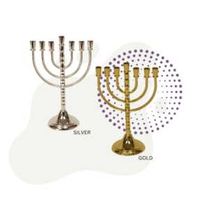 a silver Level III Menorah and a gold Level III Menorah on a white background.