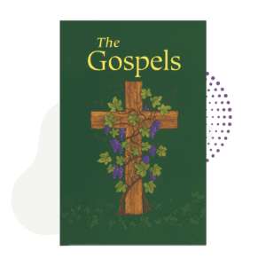 A copy of The Gospels with a cross and vines on it.