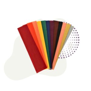 A bunch of different colors of Stockmar Decorating Wax Sheets on a white background.