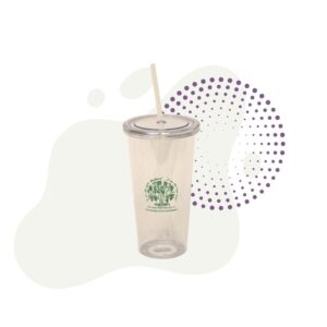 a CGSUSA Cup with a straw in it.