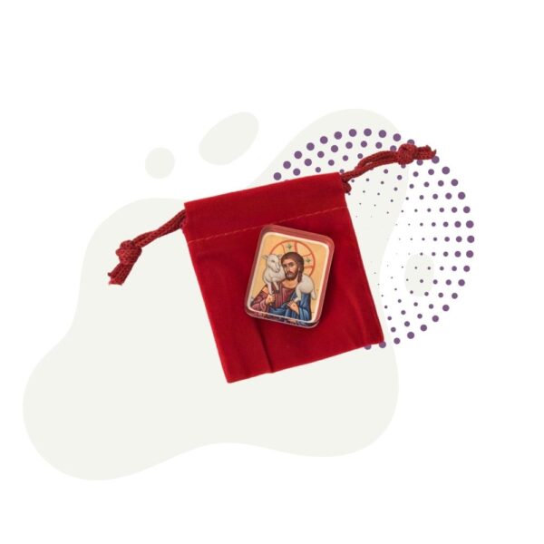 A red Good Shepherd Pocket Icon bag.