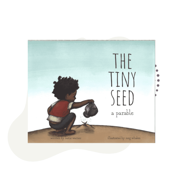 A picture of The Tiny Seed: A Parable book cover with a picture of a boy holding a mitt.