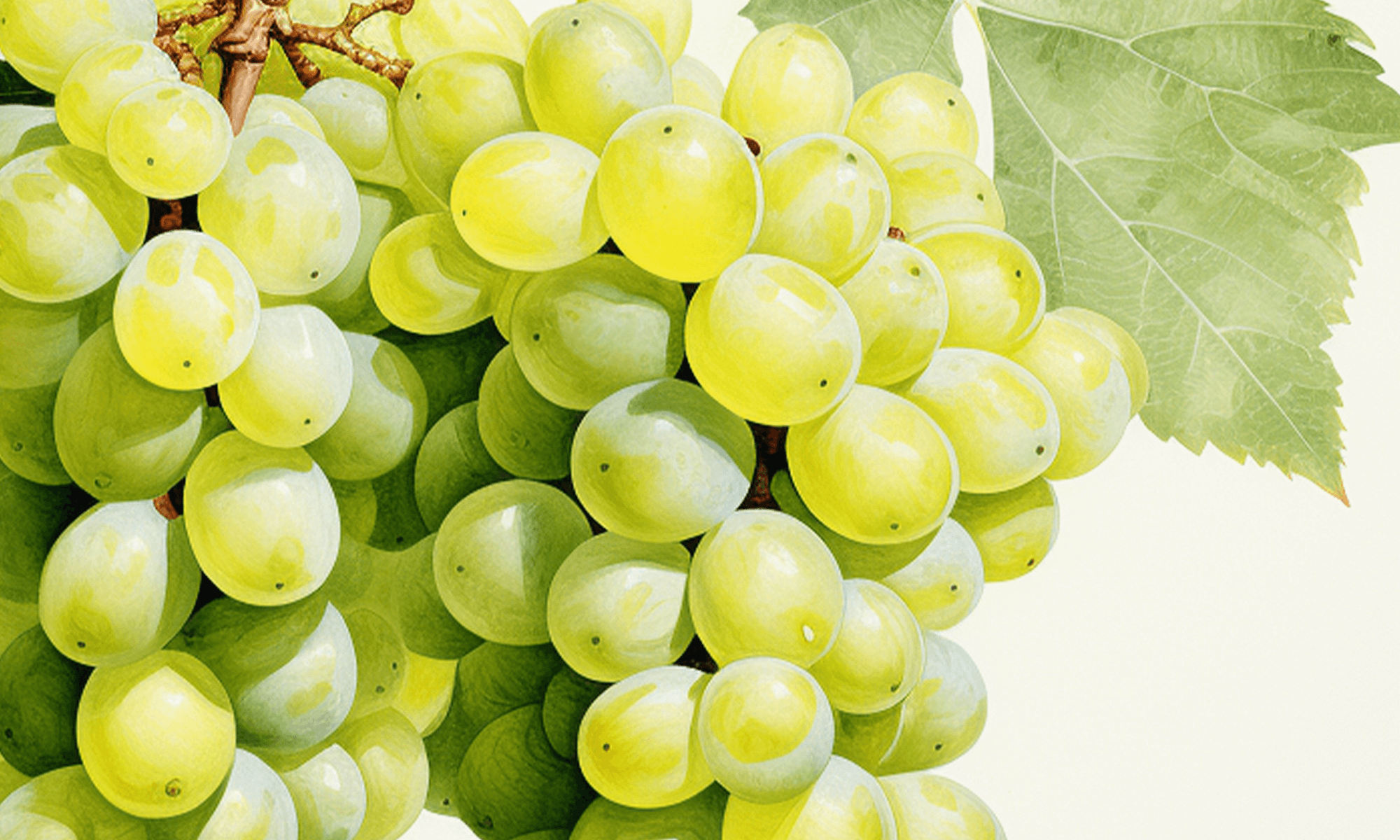 a bunch of green grapes hanging from a tree.