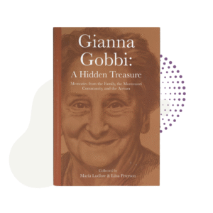 The book "Gianna Gobbi: A Hidden Treasure" has a sepia-toned cover portrait of Gianna Gobbi, with the title displayed prominently.