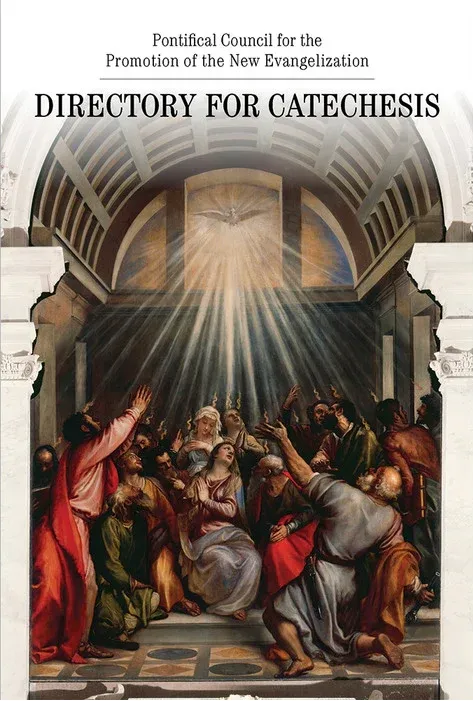 DirCatechsis_result Cover of the "Directory for Catechesis" showing a group of people indoors with rays of light shining down from above.